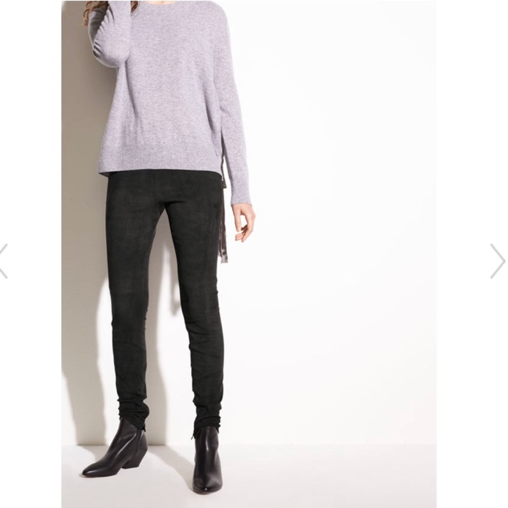 Vince Burgundy Zip Ankle Stretch-Suede Legging